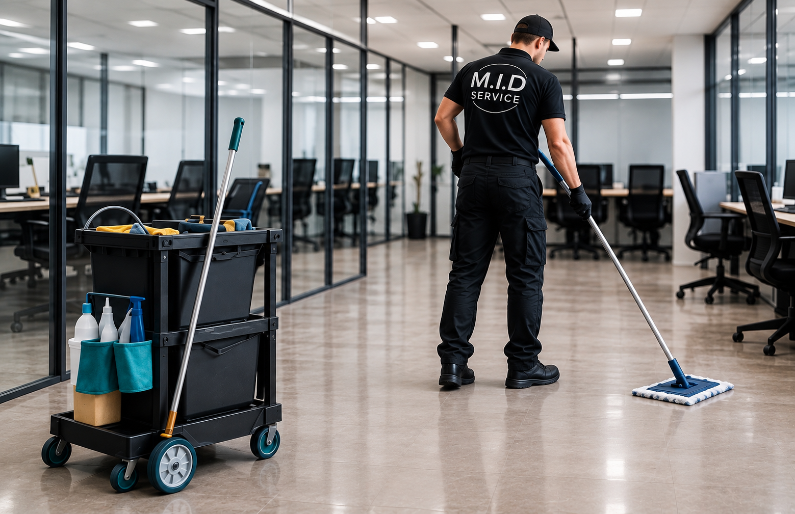 Professionelle Reinigung eines Büros nach dem Umzug
